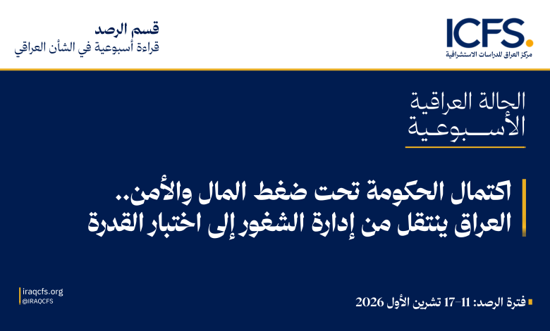 اكتمال الحكومة تحت ضغط المال والأمن.. العراق ينتقل من إدارة الشغور إلى اختبار القدرة 1 ICFS Weekly Template.psd